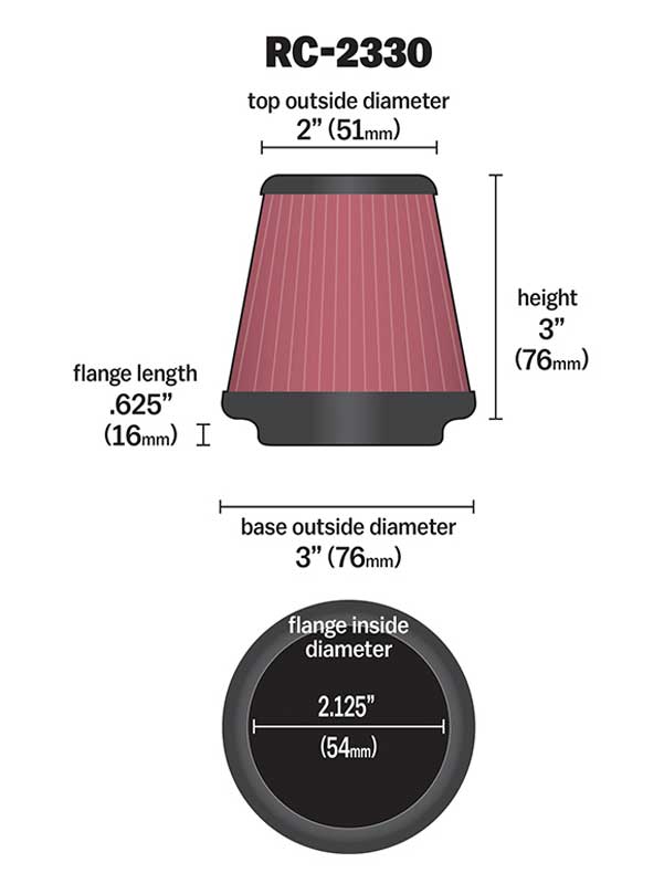 Filtro Aire K&N Alto Flujo Universal con Abrazadera 2