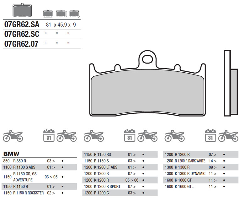 Pastillas Freno Delantera BMW K1200 / K1300 1