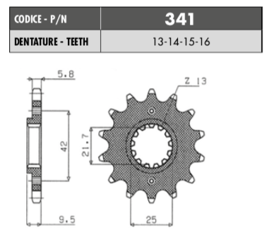 Piñon de Salida 520 x 14 Dientes Kawasaki Ninja 300/ 250 / KLX / Z250 1