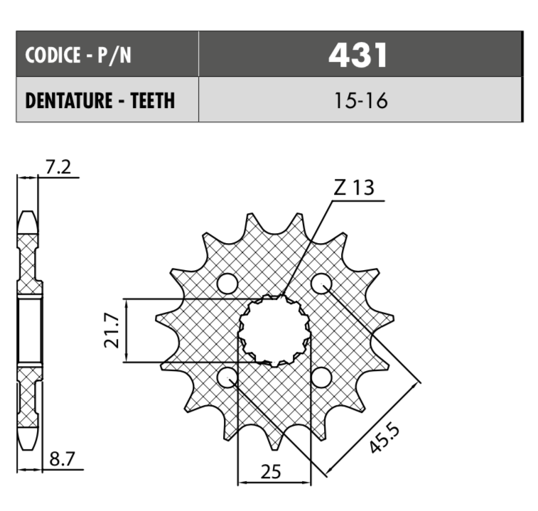 Piñon de Salida 525 x 16 Dientes Z900 / Z1000 / Versys 1000 1