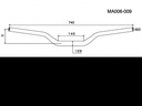 Manubrio Rizoma 22-29 L1-740mm / L2-125mm / H55mm / Peso 0.56k 8