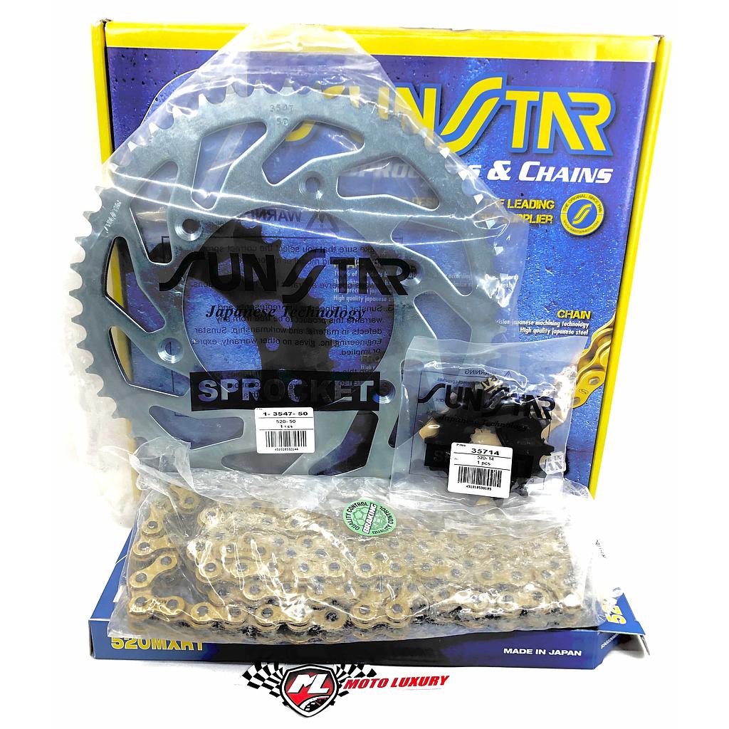 Kit Arrastre Sunstar Acero KTM/ Husaberg / Husqvarna - Cadena 118G Dorada