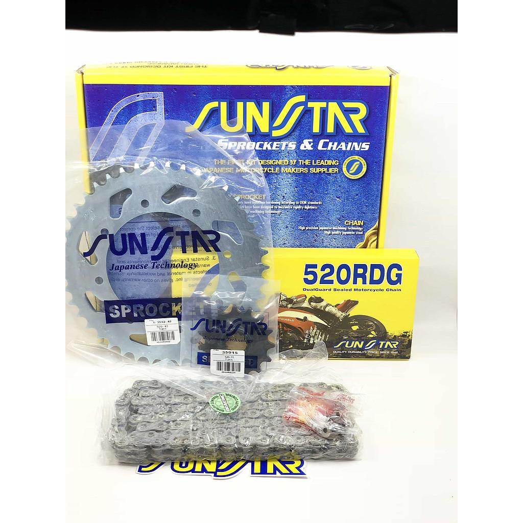 Kit Arrastre Sunstar Honda KLR650 en Acero - Cadena 106N Natural