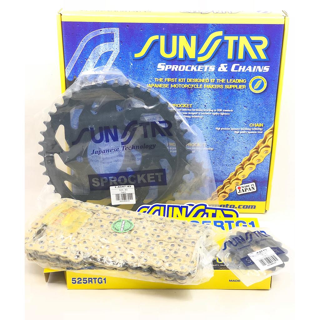 Kit Arrastre Plus Sunstar Kawasaki Versys 1000 / Acero Con Cadena 116G Dorada