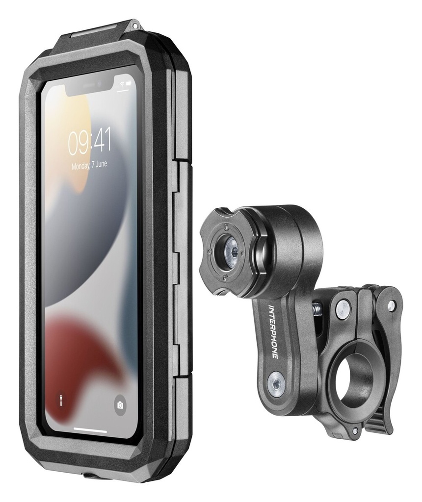 [SMQUIKLOXARMORPRO] Soporte Celular Universal Interphone Funda Rigida Impermeable para Manillar Pantalla 6.5"