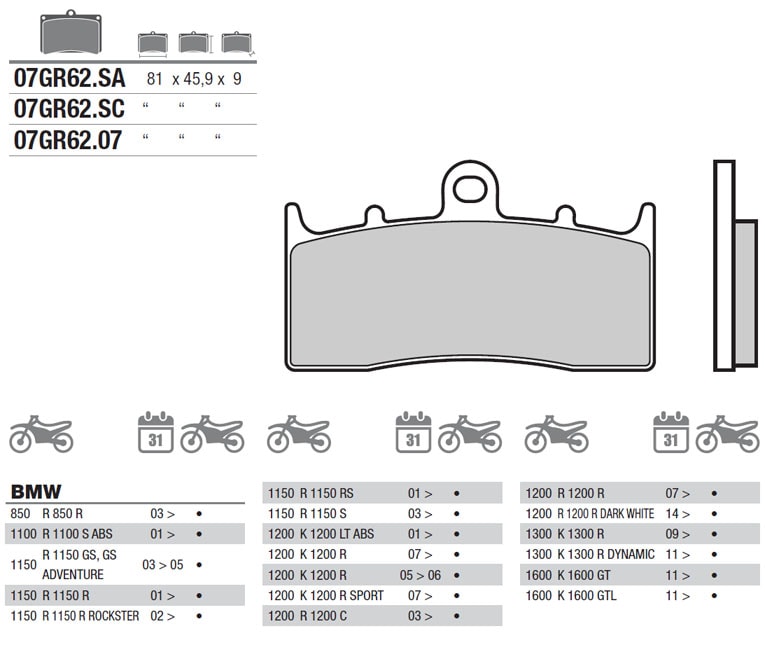 Pastillas Freno Delantera BMW K1200 / K1300