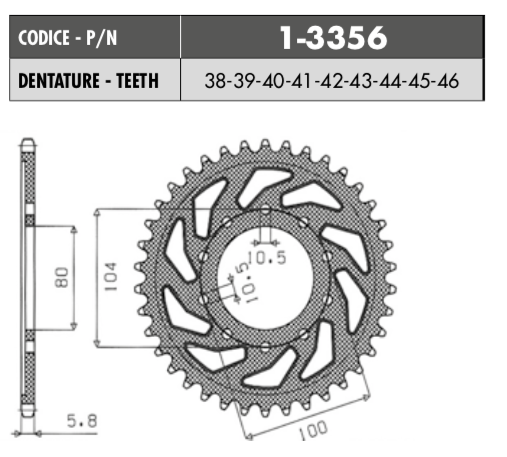 [1-3356-45] Catalina Sunstar 520x45 Acero Kawasaki ER-6N / Versys 650 / Z800 / Ninja 650