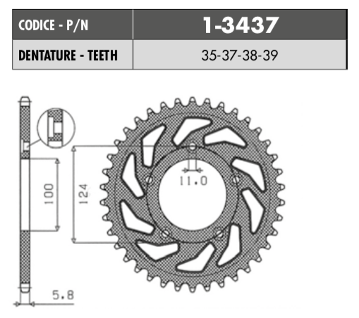 [1-3437-46] Catalina Sunstar 520 x 46 Acero Ducati Monster/ Scrambler