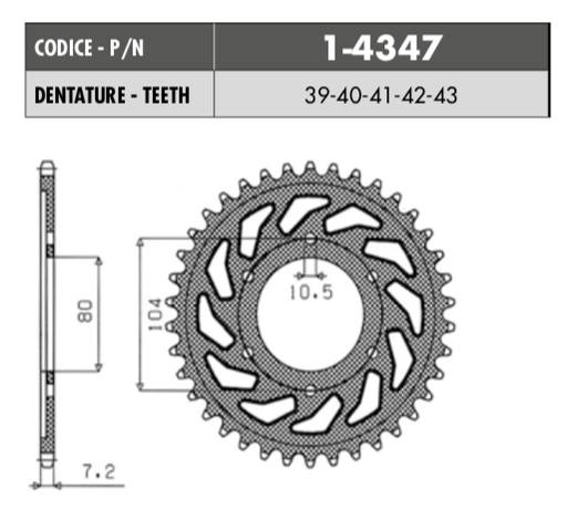 [1-4347-43] Catalina Sunstar 525x43 Acero Kawasaki Versys 1000 / Z1000/ ZX-10R