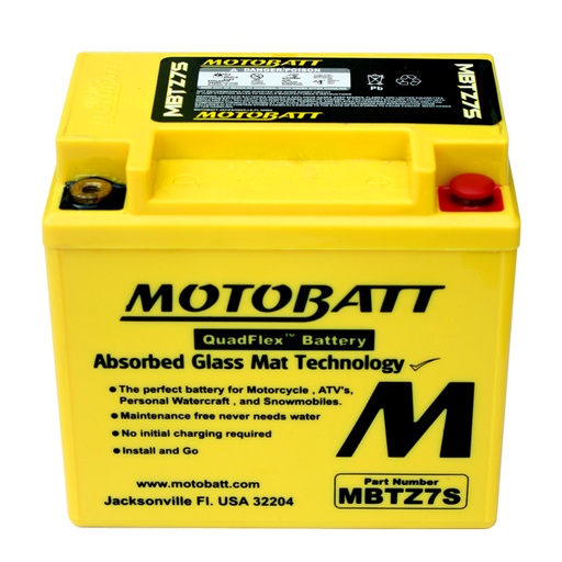 [MBTZ7S] Bateria Motobatt CRF450x (05-09) - ZX-10R (11-12) - Kymco Agility 125- Ytx5l-Bs- Ytz6s- Ytz7s