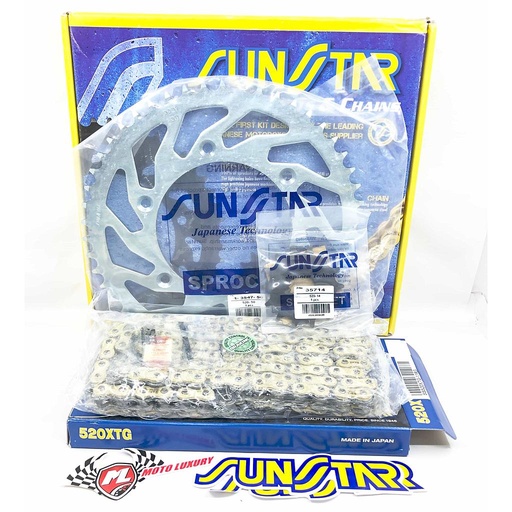 [K520XTG089] Kit Arrastre Plus Sunstar KTM/ Husqvarna/ Husaberg en Acero, Cadena 118G Dorada