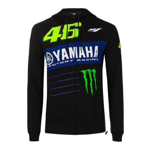 Buzo Sudadera VR46 Negro Yamaha Power Line Capucha