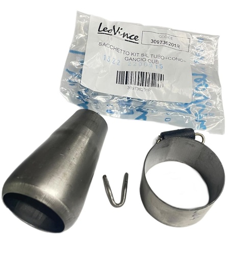 [309736201R] Kit Adaptador Exosto Leovince  Ø54 (Tubo +Cono + Gancho )