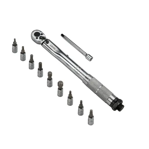[65935] Torquimetro Llave dinamométrica con carraca reversible 1/4" - 5-25 Nm Adap Incl